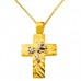 Χρυσός χειροποίητος σταυρός Κ14 με αλυσίδα
